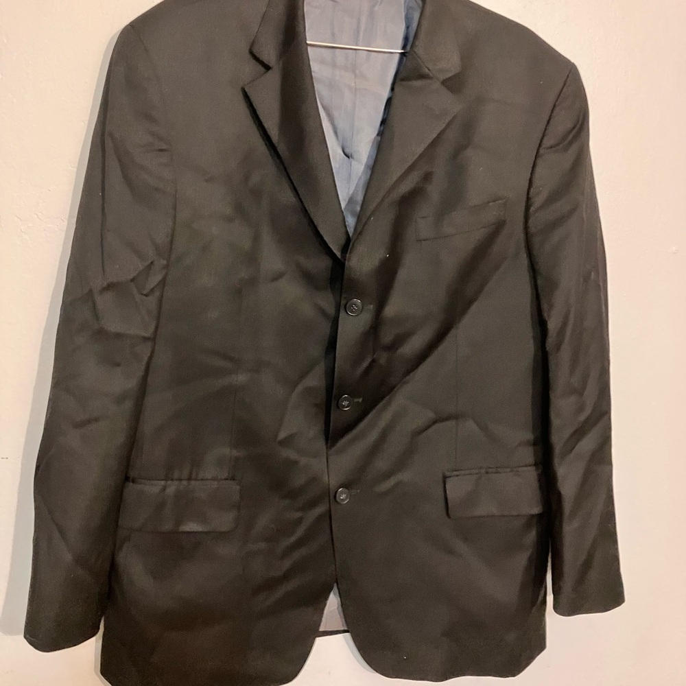 Oscar De La Renta Smartsuit Black silk men’s suit jacket 48R